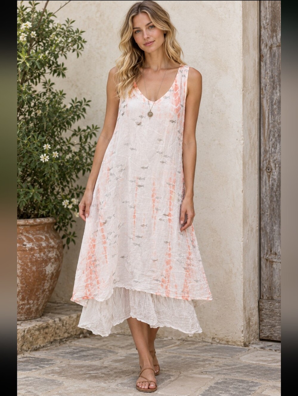 Dolma Fairy Whimsical Layered Midi Dress L Lagenlook #11